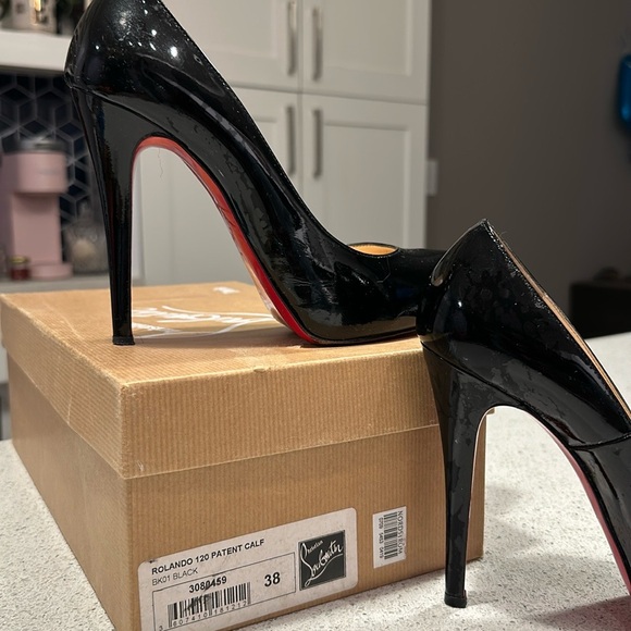 Louboutin Rolando 120 Patent Calf BKO1 Black Size 38 - Picture 1 of 4